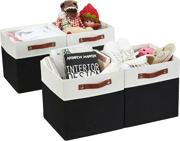 DECOMOMO Cube Storage Bins | 12x12 Collapsible Storage Cube Bins with Dual Handles for Organizing Closet, Shelf,