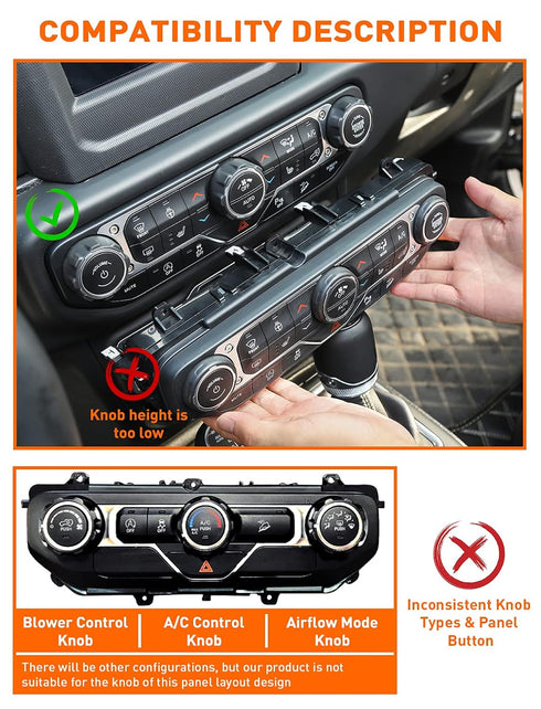 Savadicar HVAC Climate Control Panel Knob Trim Kit & Light Control Switch Cover for 2018-2024 Jeep Wrangler JL JLU &