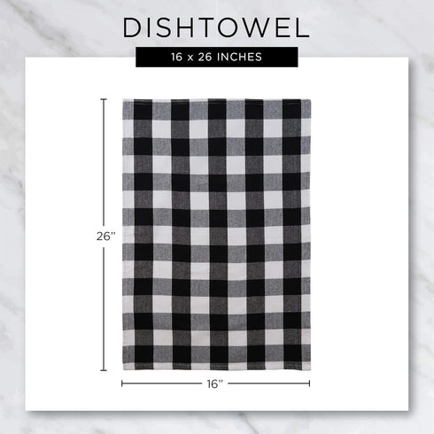 DII Basic Terry Collection Windowpane Dishtowel Set, 4 Piece, 16x26, Dark Green Check