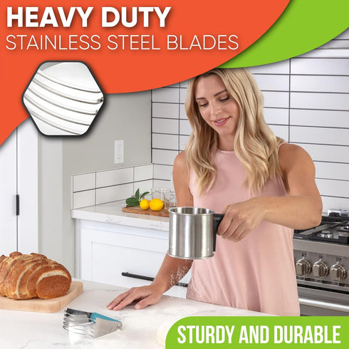Spring Chef Dough Blender, Top Professional Pastry Cutter, Heavy Duty Baking Tool with Stainless Steel Blades