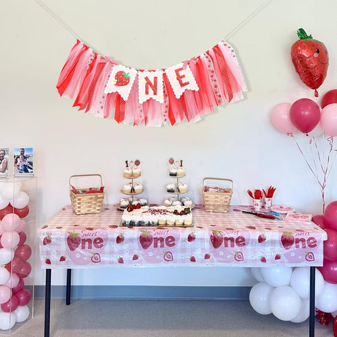 BEADED 1st 1st Strawberry One High Chair Banner - Strawberry Party Decoration,Berry First High Chair Garland,Highchair