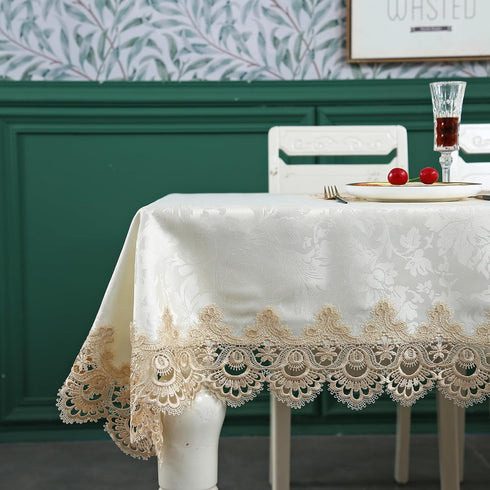 ZHUIDUSI Summer Fabric Tablecloth Lace Outdoor Table Cloth Rectangle Table Farmhouse Picnic TableCover for Rustic