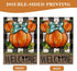 Welcome Fall Pumpkin Decorative House Flag, Autumn Thanksgiving Buffalo Plaid Check Garden Yard Decor