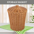 VICASKY Wicker Storage Basket with Lid, Dirty Clothes Container, Rattan Waste Basket, Bedroom Trash Can