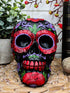 Ebros Black Day of The Dead Sugar Skull Figurine, 6" Long Floral Blooms Statue, Halloween Macabre Decor Collectible
