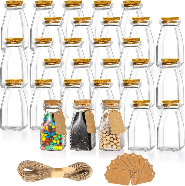 yarlung 30 Pack Glass Favor Jars with Cork Lids, 4 OZ Clear