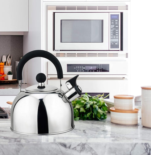 Tea Kettle - Whistling Tea Pot for Stovetop - Stainless Steel 2.5 Liter by American Dream