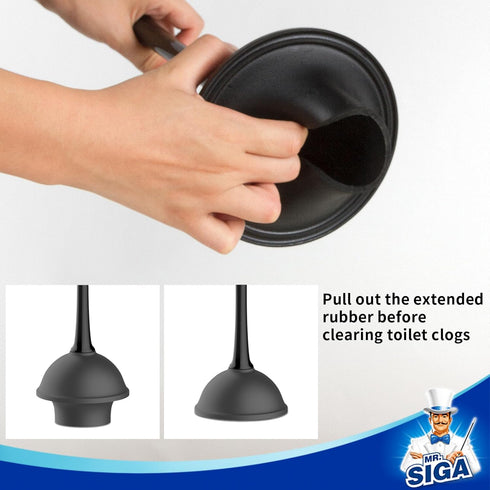 1 Set MR.SIGA Toilet Plunger and Bowl Brush Combo for Bathroom Cleaning, Black