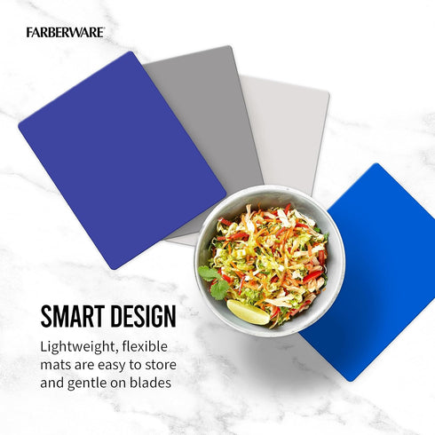 Farberware Flexible Kitchen Cutting Mat Set - Made in the USA, Non-Slip Design, Easy-Care Kitchen Essential, 4-Piece