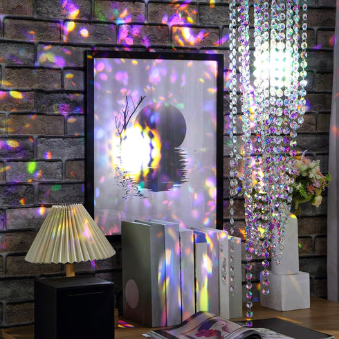 Blushtier 14mm Party(33 Crystal Garlands Acrylic Octagon Bead Strands Iridescent Clear Diamond Hanging Chandelier Chain