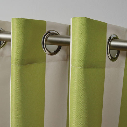 Exclusive Home Canopy Stripe Grommet Top Curtain Panel - 54"x108", Kiwi/Sand, Set of 2