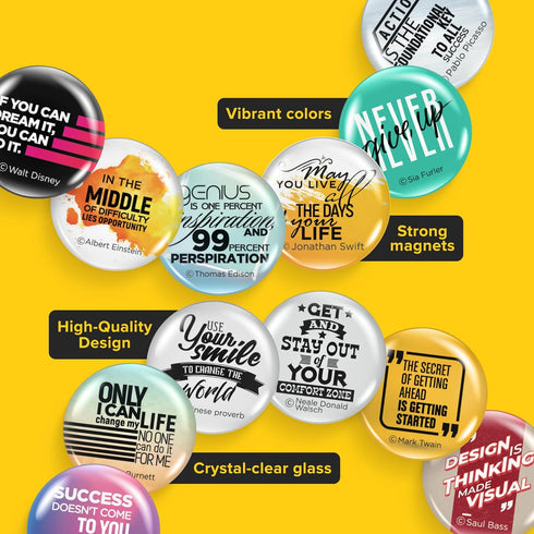 Super Cute Fridge & Locker Magnets – 12 Vibrant Glass Magnets – Strong Hold for Photos, Notes, Aesthetic Decoration