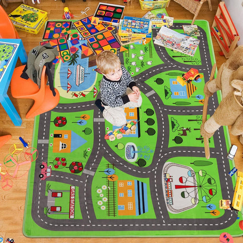 78.7"X 59", 78.7X 59 INCH) Kids Car Playmat Kids Rug for Playroom Car Mat Town City Road Traffic Rugs, Play Mat