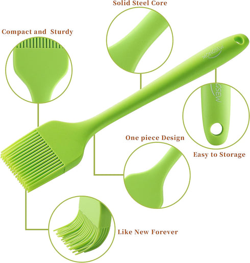 4PCS Silicone Basting Pastry Brush, MONGSEW Heat Resistant Food Brush for BBQ, Baking, Kitchen Cooking