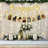 Engagement Wedding Decorations, Gold Engaged Banner and Photo Banner with Romantic Memories Picture Card Frames