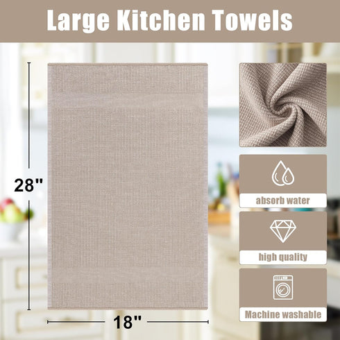 Towels(18x 28, 6 Pack), 380 Set Homaxy Premium Kitchen Large Cotton Kitchen Hand Towels, Flat and Terry Dish Towels