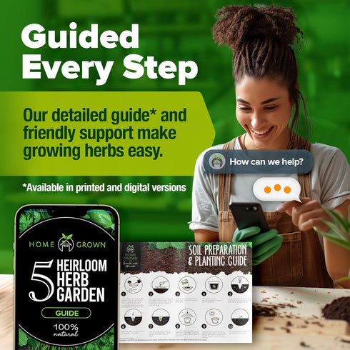 5 HOME GROWN Indoor Herb Garden Starter Kit Complete Herb Grow Kit with Basil, Cilantro, Mint, Parsley & Thyme