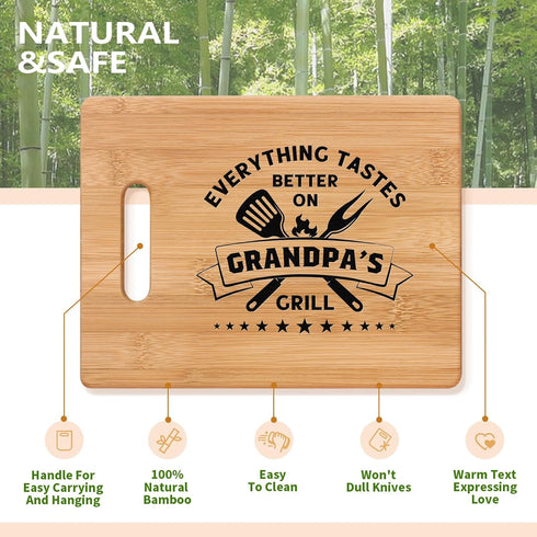 Personalized Bamboo Cutting Board Gift for Grandpa, Best Birthday Gifts for Grandfather Papa, Cool Fathers Day Gifts