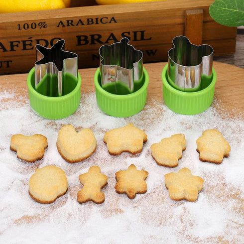 NEW LIVE 35 Pack Cookie Cutters, Vegetable Fruit Cutter Shapes Stamps Mold Mini Cookie Cutters