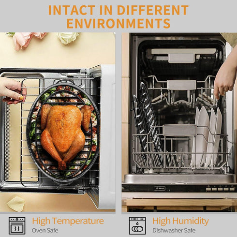 JY COOKMENT Cooling Roasting Rack, Integrated Feet, Enameled Coating, Dishwasher Safe (10inch*6.5inch)