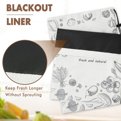 TOGETRUE Potato Onion Storage Bag, Washable Canvas Onion and Potato Storage Bag, Drawstring Garlic Onions Potatoes