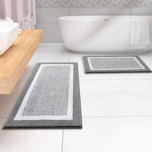 OLANLY 44x24 Bathroom Rugs - Extra Soft Absorbent Microfiber Bath Mat, Non-Slip, Machine Washable Grey