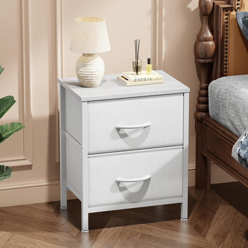 2 20" Closet, Sweetcrispy Nightstand with Storage Drawers, Height Small Bed Side Furniture End Table, Wooden Top Fabric