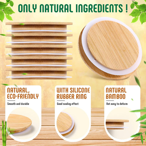 40 Roowest Pcs Yogurt Jar Lids Bulk Compatible with Oui Yogurt Jars, Natural Bamboo Wooden Lids Round Reusable Canning