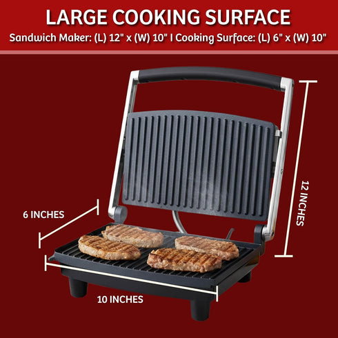 Panini Press Gourmet Grilled Cheese and Sandwich Maker - Electric Indoor Grill with Drip Tray for Healthy Cooking