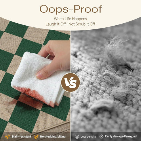 PureCozy 2x8 Checkered Easy Jute Runner Rug Non Slip Hallway Kitchen Washable Outdoor Rug for Entryway Indoor