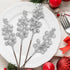 24 Pack 9 Inches 15 (24, 9 Inch) Glitter Artificial Berry Stems, Berries per Stem, Christmas Tree Picks Ornaments, DIY