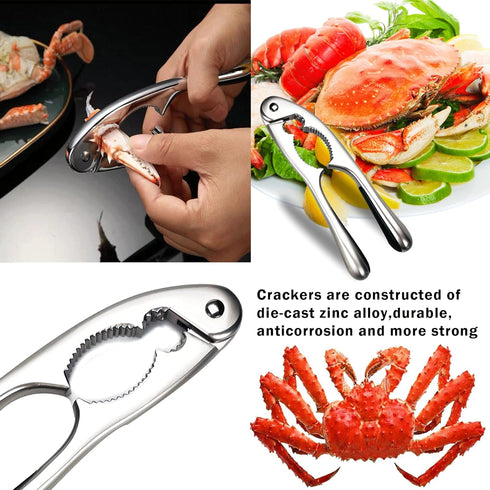 Qidol Stainless Steel Nuts Cracker Seafood Nutcracker Tool, Walnut Pecan Shellfish Crab Claw Leg Lobster Shell Opener