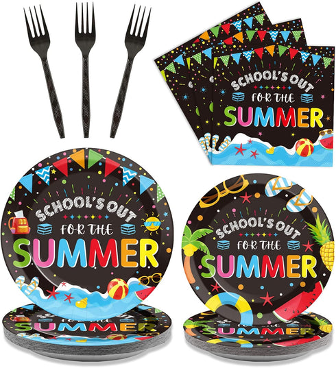 96 Pieces End of School Year Theme Tableware Set for Kids Class