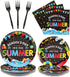 96 Pieces End of School Year Theme Tableware Set for Kids Class