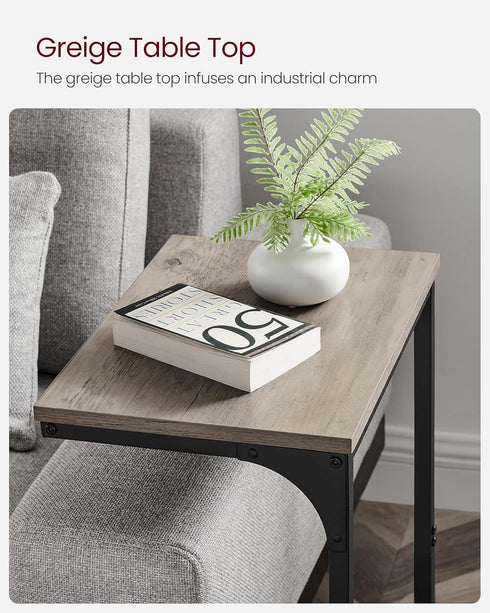 ULET353B02 VASAGLE C-Shaped End Table, Side Table for Sofa, Couch Table with Metal Frame, Small TV Tray Table