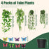 EOECL 4 Pcs Artificial Hanging Plants with Pots - Realistic Fake Eucalyptus & Ivy Vine Potted Plants for Bathroom Shelf