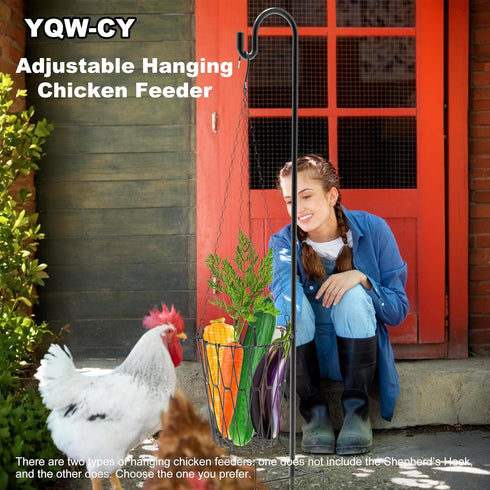 (1 Pack) Hanging Chicken Feeder, Foldable Chicken Vegetable Fruits Feeder, Poultry Feeding Holder Basket with Hanging