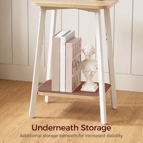 2-Tier ETBN4701 MAHANCRIS Side Table, Small Rectangular End Table with Storage Shelf, Bedside Table Sofa Couch Table