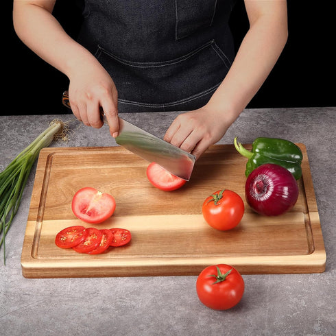 18x12 1 GarveeHome Large Acacia Wood Cutting Board, in Thick Butcher Block Cutting Board with Deep Juice Groove