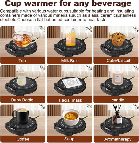 TYVOLYN 8H Tech/3 Settings,Constant Coffee Mug Warmer for Desk-Smart Candle Warmer Auto Shut Off,Coffee Cup Heater
