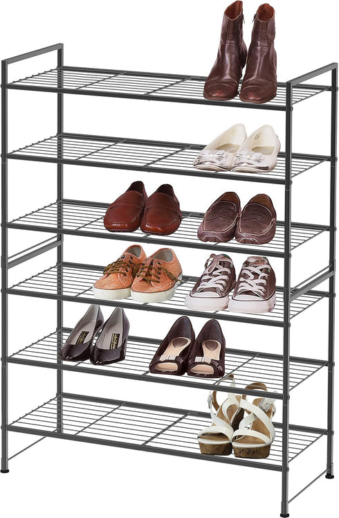 3-Tier Simple Houseware Stackable Shoes Rack Storage Shelf, Black
