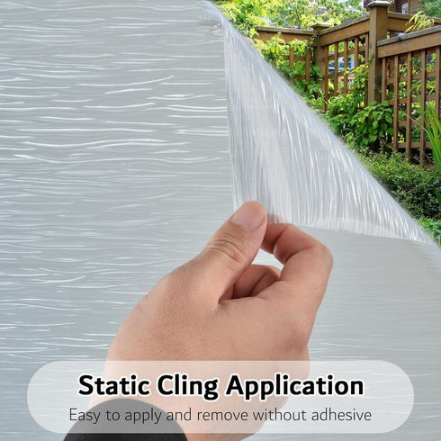VELIMAX Frosted Window Privacy Film Non-Adhesive Cling for Home - Clear Water Opaque Window Covering (17.7x78.7 inches)