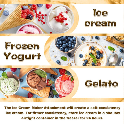 4.5/5QT 6QT Frozen 2 Ice Cream Maker Attachment for KitchenAid & Mixers, Ice Cream & Sorbet Gelato Maker
