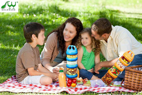 4 31oz SELEWARE Portable Stackable Food Storage Containers for Snacks Formula Powder and Drinks Twist Lock System