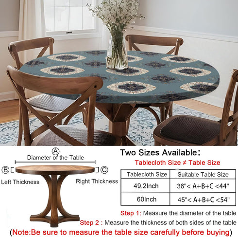 36-44" Summer Fitted Round Tablecloths Reusable Stain Resistant Table Clothes Vinyl Indoor Outdoor Circular Cover