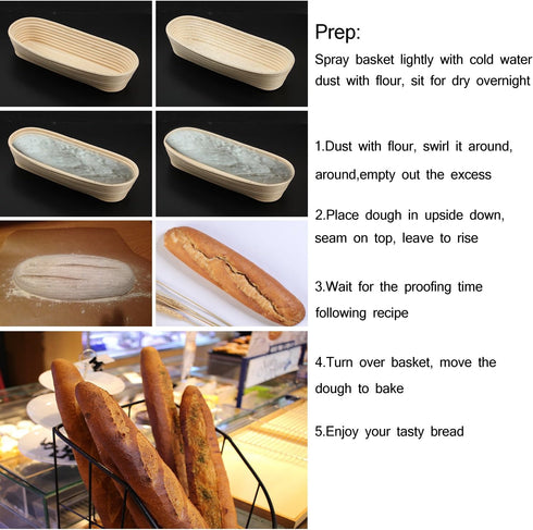 ANPHSIN 13" Banneton Bread Proofing Basket - Oval Dough Rising Bowl with Liner for Sourdough Homemade Bread Baking
