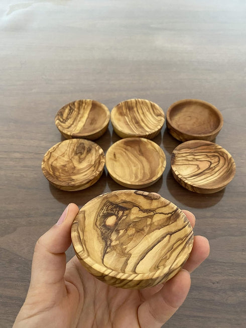 Tubibu Olive Wood Mini Bowls, Set of 6 Handmade Bowls, Handcrafted Wooden Mini Bowls