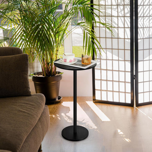 Vrisa Drink Table for Small Spaces Round Pedestal Small Modern Martini End Table Accent Side Table for Living Room