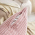 Demetex 18x18 Pink Striped Corduroy Pillow Covers, Decorative Square Throw Pillowcases, Set of 2, Light Pink