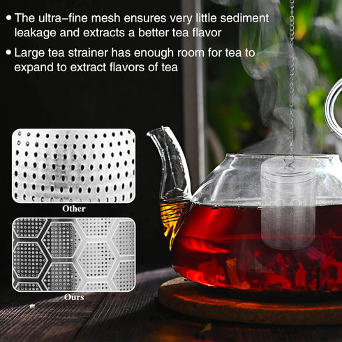 2 Pack Large Tea Strainers for Loose Tea, Tea Infusers for loose Tea Fine Mesh Stainless Tea Strainer Loose Leaf Tea Steeper for Black Tea, Spices and Seasonings by Prudiut